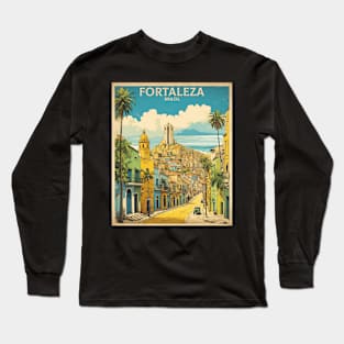 Fortaleza Ceara Brazil Vintage Tourism Travel Poster Long Sleeve T-Shirt